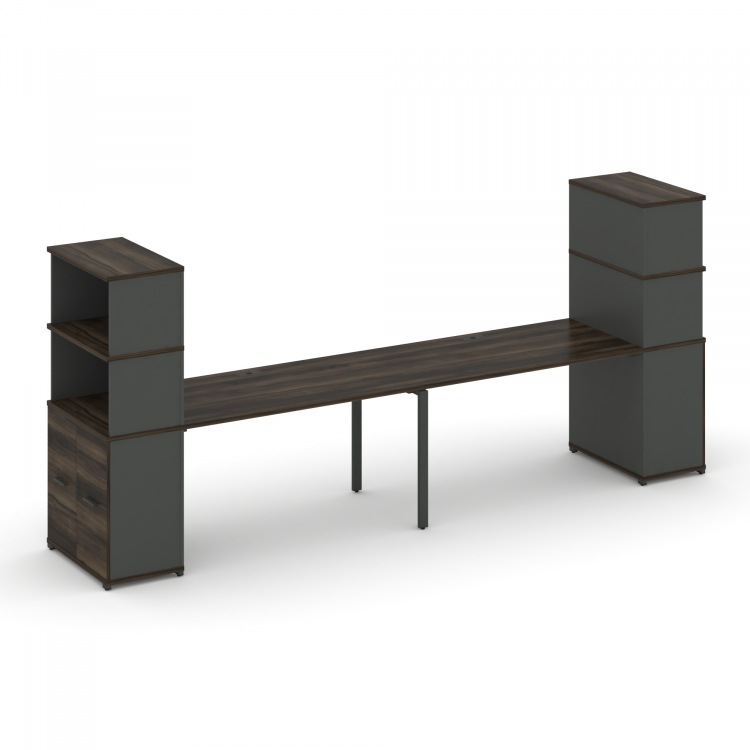 Concept Рабочая станция с опорными распаш. шкафами с надставкой выс. CN.ORS-231 A Дуб Мали/Антрацит/