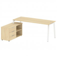 Metal System Рабочая станция с тумбой на А-образном м/к БА.РС-СТС-2.5 (L) Акация Лорка/Металл Белый