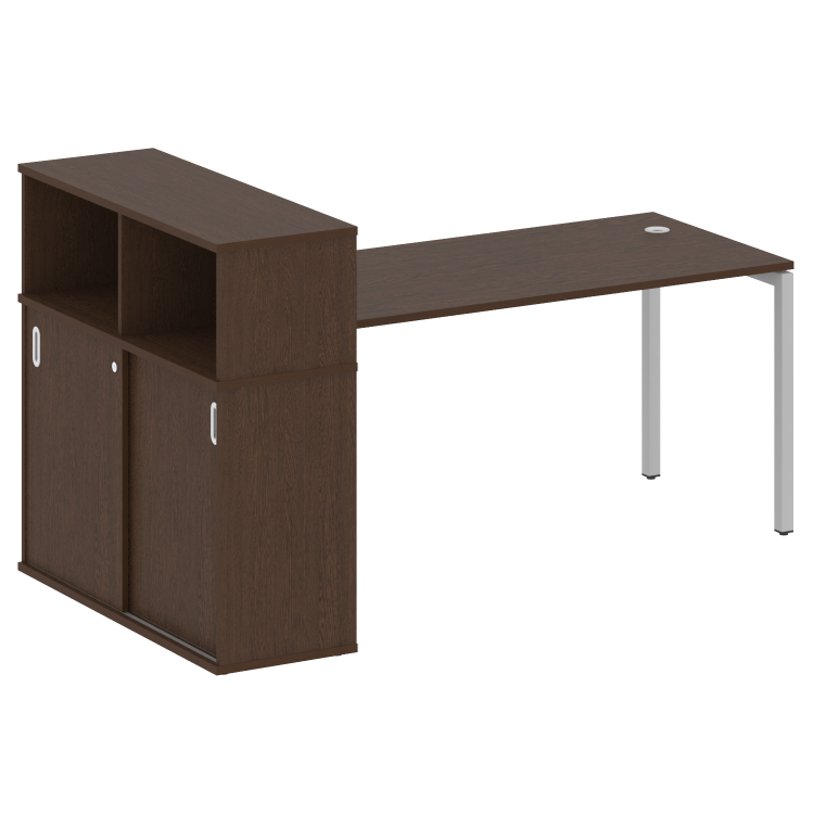 Metal System Quattro Стол письменный с шкафом-купе на П-образном м/к 40БП.РС-СШК-3.4 Т Венге Цаво/Ме