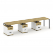 Concept Рабочая станция 3 места с 3 опорными тумбами CN.ORS-346 B Дуб Винченцо/Белый Бриллиант/Метал