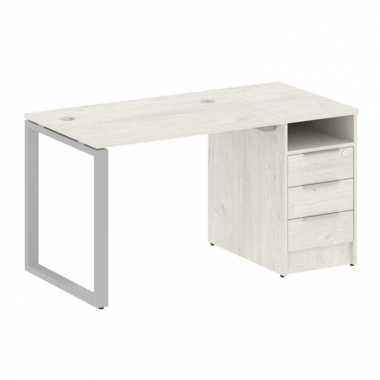 Metal System Рабочая станция с тумбой на О-образном м/к БО.РС-СТП-1.1 Дуб Наварра/Металл Серый 1412*