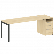 Metal System Quattro Рабочая станция с тумбой на П-образном м/к 50БП.РС-СТП-1.5 Акация Лорка/Металл