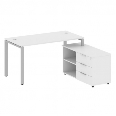 Metal System Рабочая станция с тумбой на П-образном м/к БП.РС-СТС-2.3 (R) Белый/Металл Серый 1500*15