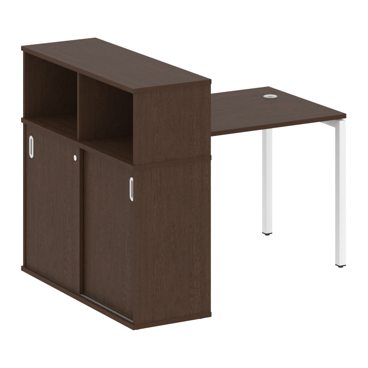 Metal System Quattro Стол письменный с шкафом-купе на П-образном м/к 40БП.РС-СШК-3.1 Т Венге Цаво/Ме