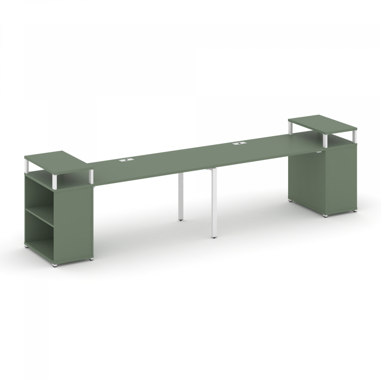 Concept Рабочая станция с опорными стеллажами с верх. горизонтами CN.ORS-206 Кобо/Металл Белый 3200*