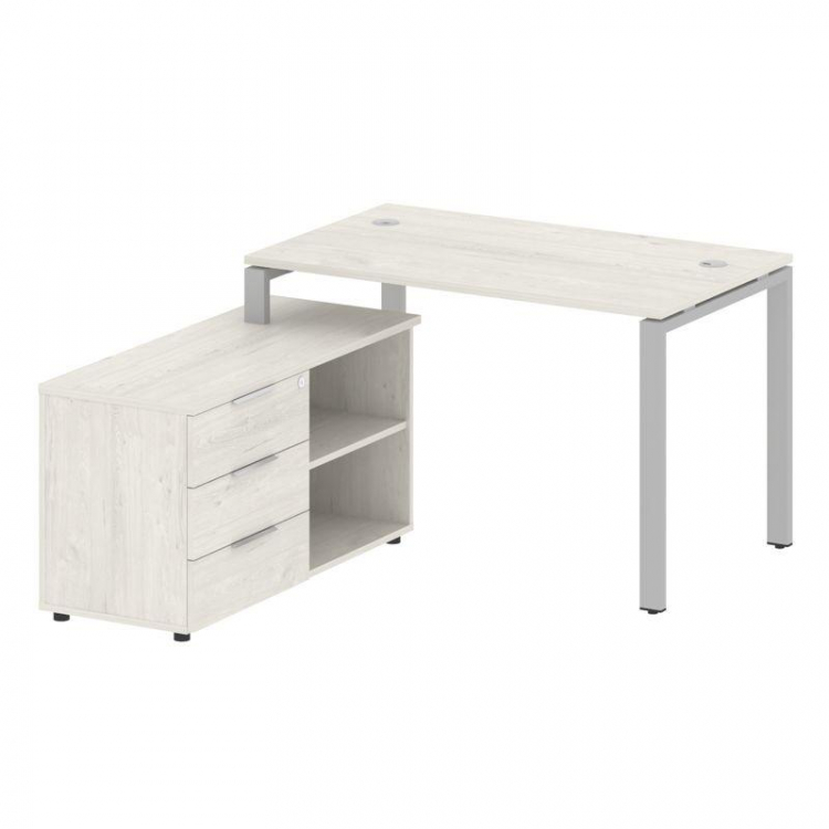 Metal System Рабочая станция с тумбой на П-образном м/к БП.РС-СТС-2.2 (L) Дуб Наварра/Металл Серый 1