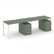 Concept Рабочая станция 2 места с 2 опорными тумбами CN.ORS-311 W Кобо/Металл Белый 2760*720*750