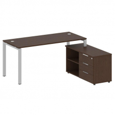 Metal System Рабочая станция с тумбой на П-образном м/к БП.РС-СТС-2.4 (R) Венге Цаво/Металл Серый 17