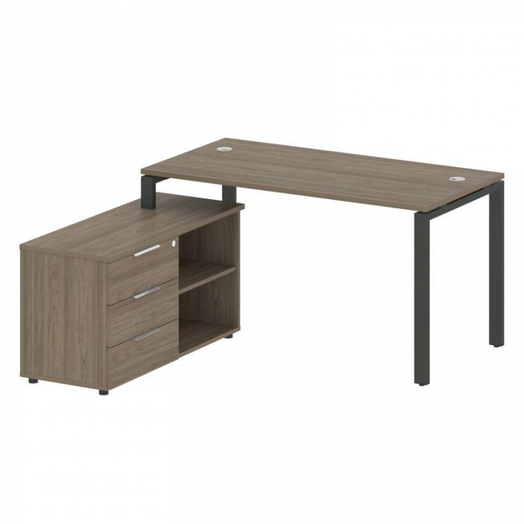 Metal System Рабочая станция с тумбой на П-образном м/к БП.РС-СТС-2.3 (L) Вяз Благородный/Металл Ант