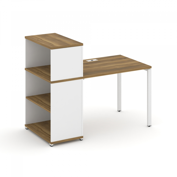 Concept Стол рабочий с опорным стеллажом с надставкой низ. CN.SP-209 Сандал Янтарный/Белый Бриллиант