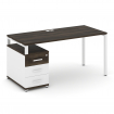 Concept Стол письменный с 1 опорной тумбой CN.SP-304 W Дуб Мали/Белый Бриллиант/Металл Белый 1580/19