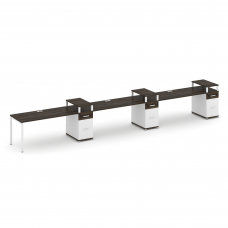 Concept Рабочая станция 3 места с 3 опорными тумбами CN.ORS-464 W Дуб Мали/Белый Бриллиант/Металл Бе