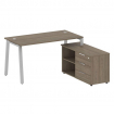 Metal System Рабочая станция с тумбой на А-образном м/к БА.РС-СТС-2.3 (R) Вяз Благородный/Металл Сер