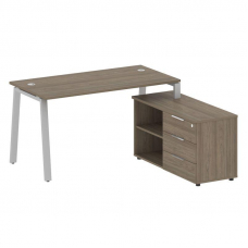 Metal System Рабочая станция с тумбой на А-образном м/к БА.РС-СТС-2.3 (R) Вяз Благородный/Металл Сер