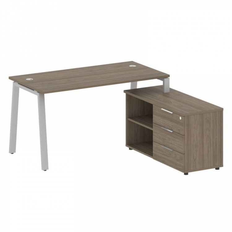 Metal System Рабочая станция с тумбой на А-образном м/к БА.РС-СТС-2.3 (R) Вяз Благородный/Металл Сер