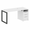 Metal System Quattro Рабочая станция с тумбой на О-образном м/к 50БО.РС-СТП-1.2 Белый/Металл Антраци