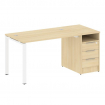 Metal System Рабочая станция с тумбой на П-образном м/к БП.РС-СТП-1.2 Акация Лорка/Металл Белый 1612