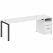 Metal System Quattro Рабочая станция с тумбой на П-образном м/к 50БП.РС-СТП-1.5 Белый/Металл Антраци