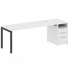 Metal System Quattro Рабочая станция с тумбой на П-образном м/к 50БП.РС-СТП-1.5 Белый/Металл Антраци