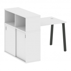 Metal System Стол письменный с шкафом-купе на А-образном м/к БА.РС-СШК-3.1 Т Белый/Металл Антрацит 1