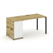 Concept Стол рабочий с опорным распаш. шкафом CN.SP-218 B Дуб Винченцо/Белый Бриллиант/Металл Черный