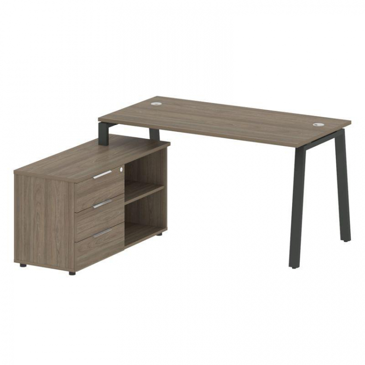 Metal System Рабочая станция с тумбой на А-образном м/к БА.РС-СТС-2.3 (L) Вяз Благородный/Металл Ант