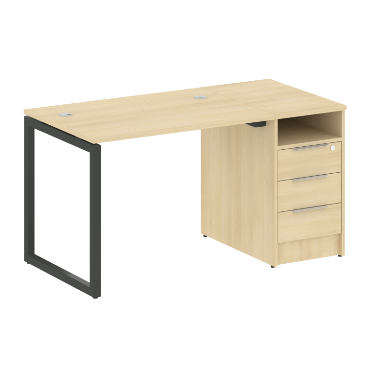 Metal System Quattro Рабочая станция с тумбой на О-образном м/к 40БО.РС-СТП-1.1 Акация Лорка/Металл