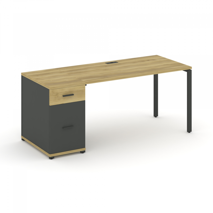 Concept Стол рабочий с 1 опорной тумбой CN.SP-407 A Дуб Винченцо/Антрацит/Металл Антрацит 1800*720*7