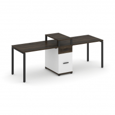Concept Рабочая станция 2 места с 1 опорной тумбой CN.ORS-421 B Дуб Мали/Белый Бриллиант/Металл Черн