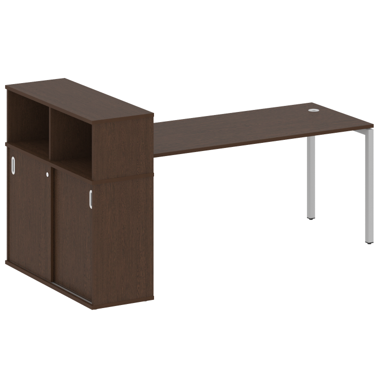Metal System Quattro Стол письменный с шкафом-купе на П-образном м/к 40БП.РС-СШК-3.5 Т Венге Цаво/Ме