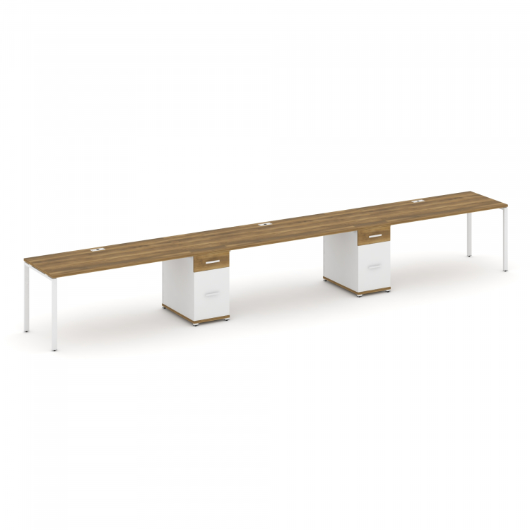 Concept Рабочая станция 3 места с 2 опорными тумбами CN.ORS-440 W Сандал Янтарный/Белый Бриллиант/Ме