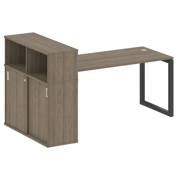 Metal System Quattro Стол письменный с шкафом-купе на О-образном м/к 50БО.РС-СШК-3.4 Т Вяз Благородн