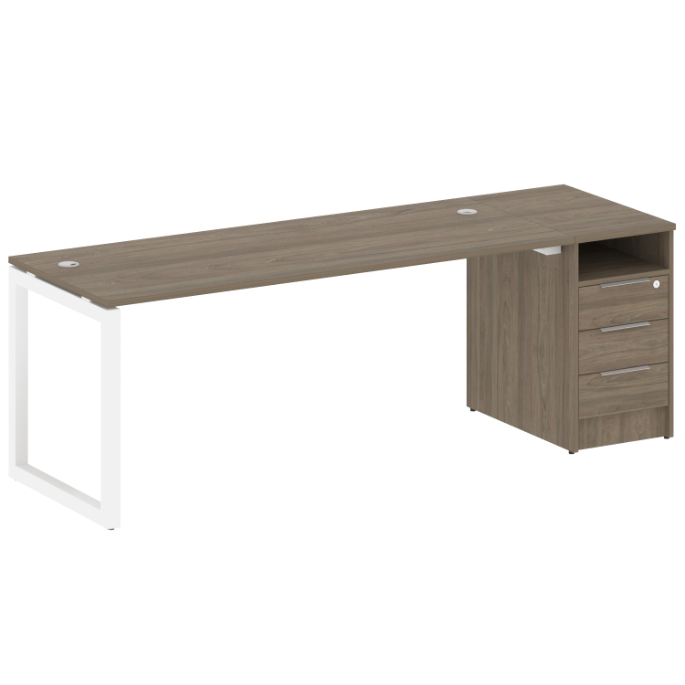 Metal System Quattro Рабочая станция с тумбой на О-образном м/к 50БО.РС-СТП-1.5 Вяз Благородный/Мета