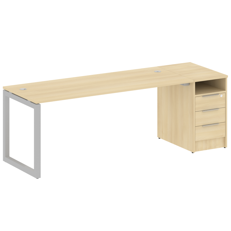 Metal System Quattro Рабочая станция с тумбой на О-образном м/к 50БО.РС-СТП-1.5 Акация Лорка/Металл