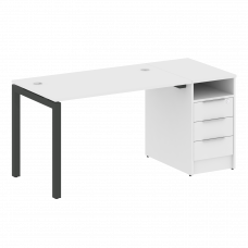 Metal System Quattro Рабочая станция с тумбой на П-образном м/к 50БП.РС-СТП-1.2 Белый/Металл Антраци