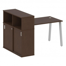 Metal System Стол письменный с шкафом-купе на А-образном м/к БА.РС-СШК-3.2 Т Венге Цаво/Металл Серый