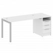 Metal System Quattro Рабочая станция с тумбой на П-образном м/к 50БП.РС-СТП-1.3 Белый/Металл Серый 1