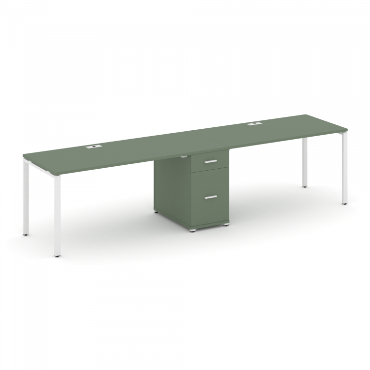 Concept Рабочая станция 2 места с 1 опорной тумбой CN.ORS-406 W Кобо/Металл Белый 2780*720*750