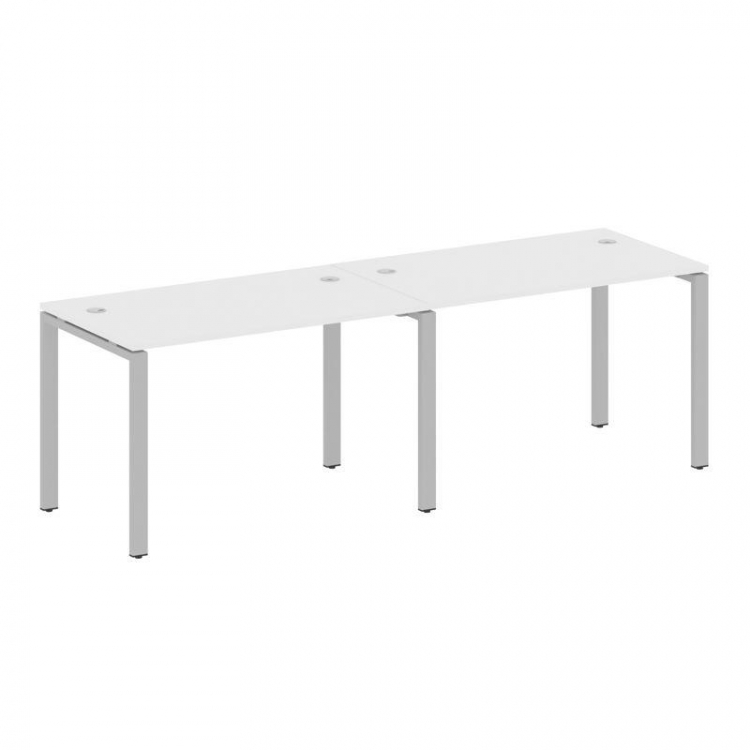 Metal System Рабочая станция на 2 места на П-образном м/к БП.СМ-2.2 Белый/Металл Серый 2400*720*750