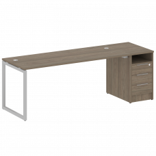 Metal System Quattro Рабочая станция с тумбой на О-образном м/к 40БО.РС-СТП-1.5 Вяз Благородный/Мета