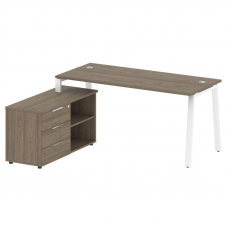 Metal System Рабочая станция с тумбой на А-образном м/к БА.РС-СТС-2.4 (L) Вяз Благородный/Металл Бел