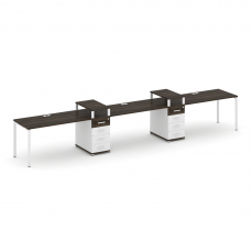 Concept Рабочая станция 3 места с 2 опорными тумбами CN.ORS-451 W Дуб Мали/Белый Бриллиант/Металл Бе