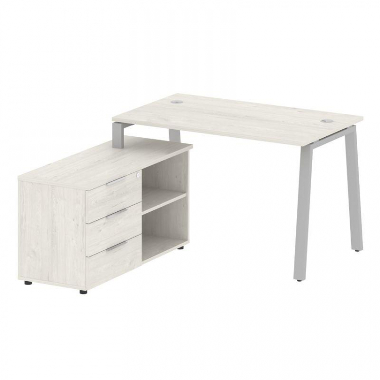 Metal System Рабочая станция с тумбой на А-образном м/к БА.РС-СТС-2.2 (L) Дуб Наварра/Металл Серый 1