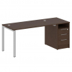 Metal System Рабочая станция с тумбой на П-образном м/к БП.РС-СТП-1.3 Венге Цаво/Металл Серый 1812*7
