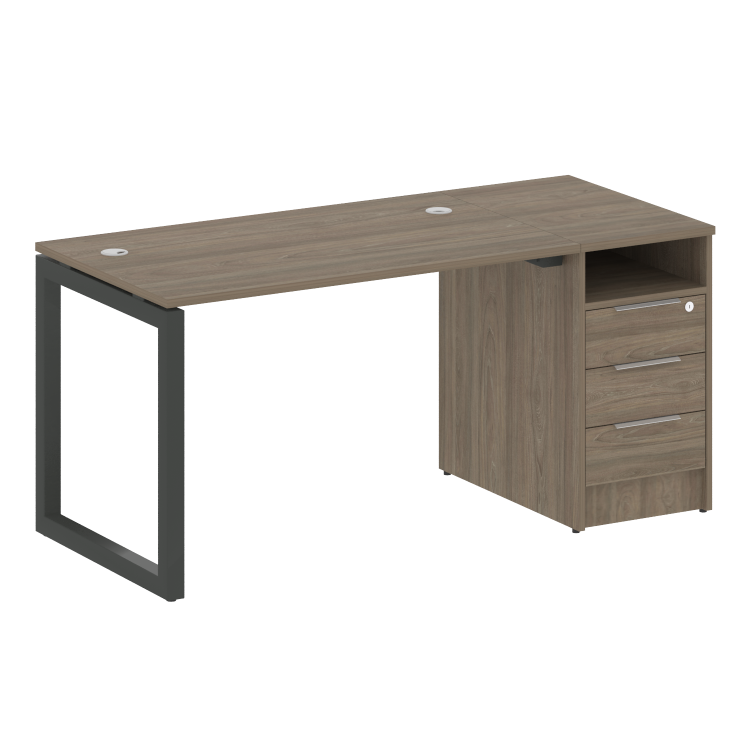 Metal System Quattro Рабочая станция с тумбой на О-образном м/к 50БО.РС-СТП-1.2 Вяз Благородный/Мета