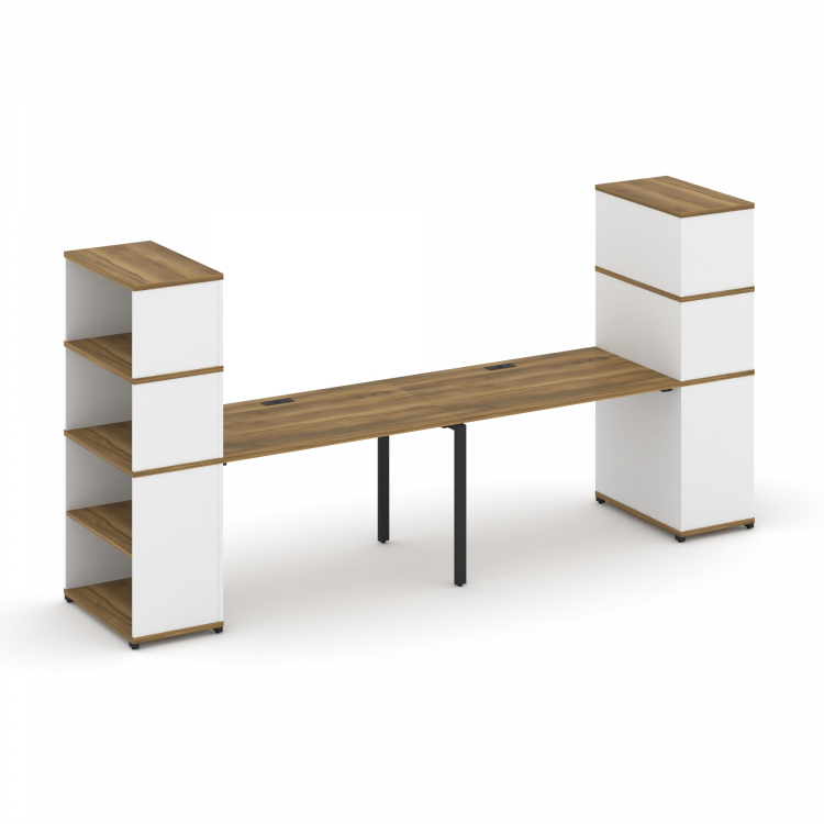 Concept Рабочая станция с опорными стеллажами с надставкой выс. CN.ORS-214 Сандал Янтарный/Белый Бри