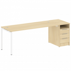 Metal System Quattro Рабочая станция с тумбой на П-образном м/к 40БП.РС-СТП-1.5 Акация Лорка/Металл