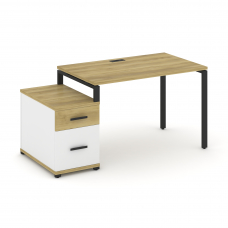 Concept Стол письменный с 1 опорной тумбой CN.SP-306 B Дуб Винченцо/Белый Бриллиант/Металл Черный 11