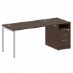 Metal System Quattro Рабочая станция с тумбой на П-образном м/к 40БП.РС-СТП-1.3 Венге Цаво/Металл Се