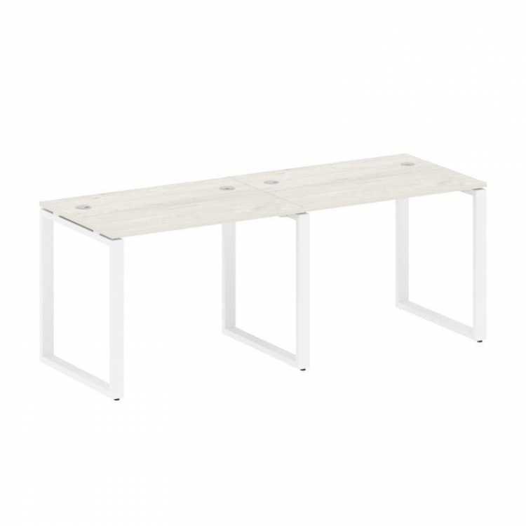 Metal System Рабочая станция на 2 места на О-образном м/к БО.СМ-2.1 Дуб Наварра/Металл Белый 2000*72